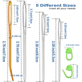 Bubcool 19 PCS Knitting Needles Set, Large Eye Blunt Yarn Needles kit, Darning Needles for Yarm & Bent Tapestry Needles, Metal Yarn Needles,Darning Needles for Crocheting,Darning Yarn,Crafting Needle