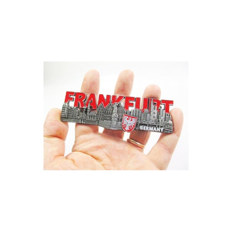 Frankfurt Magnet Metal Souvenir Germany Roman Skyline Banks Big Letter