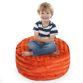 Cheer Collection Stuffed Animal Storage Bean Bag, Kids Toy Storage Organizer and Bean Bag Chair with Handle, Oversized Faux Fur Zippered Bag for Organizing Stuffed Animals, Machine Washable - Rust