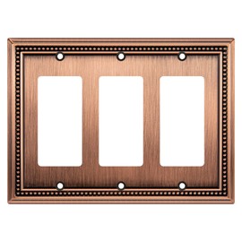 Henne Bery Sunken Pearls Heavy Duty Decorative Wall Plate Switch Plate Outlet Cover (Triple Decorator, Antique Copper)