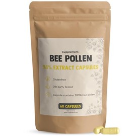Cupplement Bee Pollen 60 Capsules 98% Extract 500 mg per Capsule - Bee Pollen - Powder - Honey - Vitamins - Immune System - Antioxidants - Energy Level - Vegan - Supplement - Superfood (Single Pack)