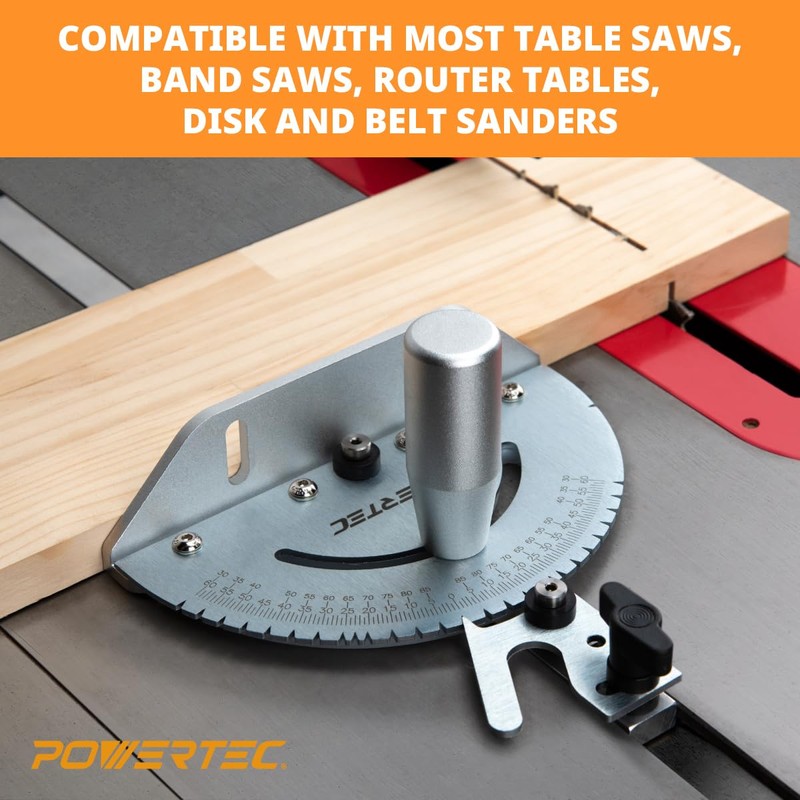 POWERTEC Universal Table Saw Miter Gauge and Aluminum Miter Bar,