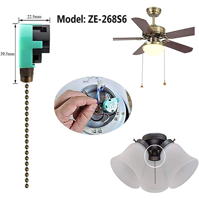 3 Speed Ceiling Fan Switch Zing Ear, Pull Chain Cord