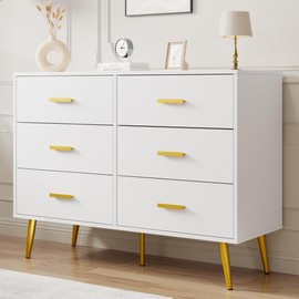 dainslef 6-Drawer Dresser for Bedroom, 41.7" Wide Cabinet with Elevated Base, Fabric Storage Tower, Sturdy Steel Frame, Chest Drawers Organizer Unit for Closet, Living Room, Hallway