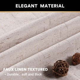 100% Blackout Linen Look Patio Door Curtain 84 Inches Long Extra Wide Thermal Insulated Grommet Curtain Drapes for Living Room/Sliding Glass Door, Primitive Winow Treatment Decoration, Natural