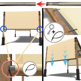 ShadeMart 8' x 16' Waterproof Pergola Grey Sun Shade Canopy Replacement Cover UPF50, Commercial Grade 260 GSM Cloth for Outdoor Patio, Include Stainless Steel Weighted Rods (We Make Custom Size)