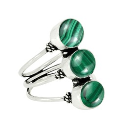 925 Silver Plated 8.65Cts Natural Malachite Ring Size 9 For Women, Green Stone May Birthstone Ring Jewelry Gift For Women Mom Wife