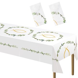 Communion Tablecloth, Confirmation Table Decoration, Christening Boy Decorative Tablecloth, Fish Communion Party Tablecloth Girls for First Communion Decoration, Christening Party Decoration, 130 x