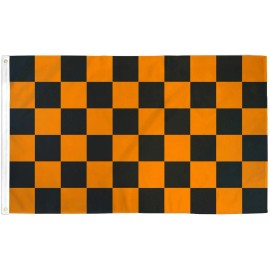 Flags Importer Black & Orange Checkered Flag 3x5 ft Checker Checkerboard Pattern Banner Sign