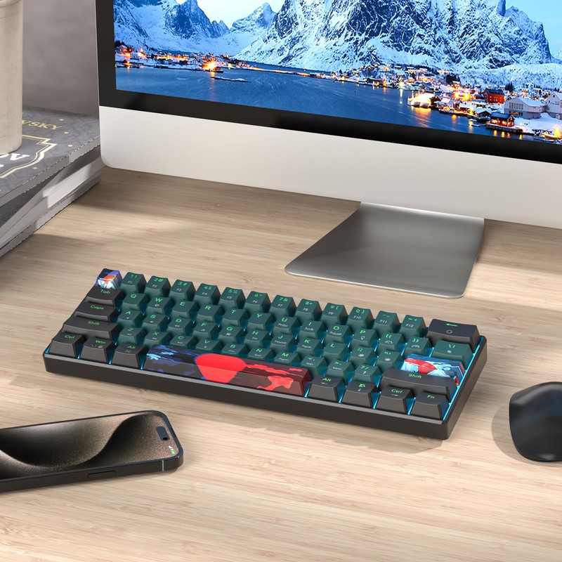 Ussixchare 60 Percent Gaming Keyboard 60% Mechanical Keyboard LED Backlit