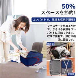 VARNIC Travel Compression Bag, Compression Bag, Clothes Storage, Clothing Sorting, Compact, YKK Zipper, Travel Pouch, Compression, Waterproof Travel Pouch, Convenient Goods, Compression, Space Saving Clothes, Waterproof, Separation, Lightweight, Business Trips, Travel, (Blue, S)
