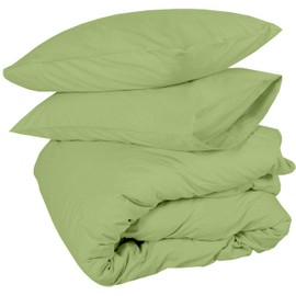 ARlinen Duvet Cover Set Queen, Sage Comforter Cover Bedding 3 Pieces Duvet Set (1 Duvet Cover + 2 Pillow Covers) 400 Thread Count Zipper Closure Duvet Cover(Queen Size, Sage Solid)