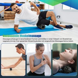 nooncrazy Fascia Roll Set with Drawstring Bag and Training Posters, Fascia Set with Fascia Ball, Fascia Roller Small and Duoball for Fascia Training of Muscles, Connective Tissue and Metabolism