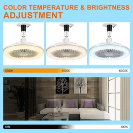 E26/E27 Ceiling Fan with Lights Remote, Mini 10 Inch Enclosed Low Profile Fan Light, Ceiling Light with Fan 3 Speeds 3 Light Color Dimming and Timing,Summer Gift for Bedroom Dormitory (Grey)