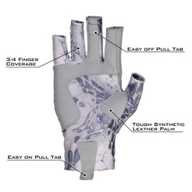 KastKing Sol Armis Sun Gloves UPF50+ Fishing Gloves UV Protection, Sun Protection for Outdoor, Kayaking, Rowing, Silver Mist, Large - X-Large