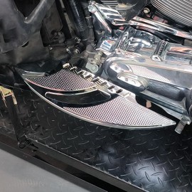 HDBUBALUS Motorcycle Floorboards CNC Tomahawk Footboards Footpegs Fit for Harley Touring Electra Street Glide Road Glide Softail Dyna (Driver Floorboards(Chrome))