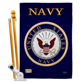 Navy House Flag Set Armed Forces USN Seabee United State American Military Veteran Retire Official Decorative Yard Banner Double-Sided Made In USA 28 X 40