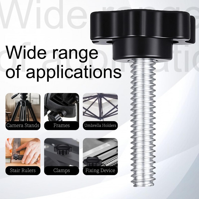 12 Pack 1/4-20 Black Star Knobs Star Hand Knob Threaded