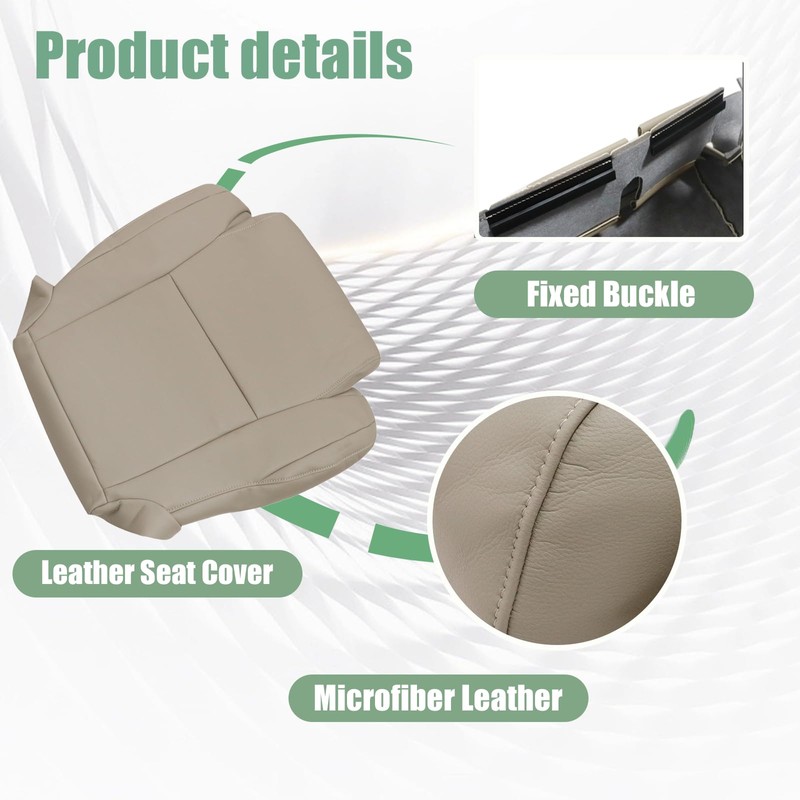 Priprilod Leather Driver Side Bottom Replacement Seat Cover Tan（#44） Compatible