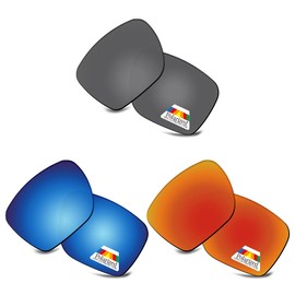 Bwake Replacement Lenses for Oakley Sylas Set Sunglasses OO9448 57mm - Black + Blue + Fire Red All POLARIZED