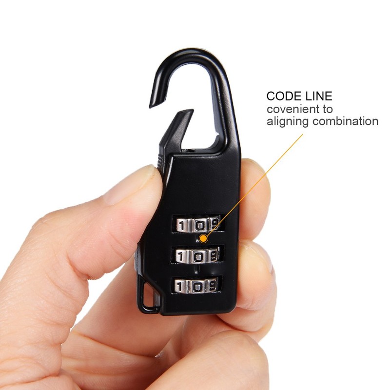 sourcing map 3-Digit Combination Lock, 3 mm Diameter Shackle Combination