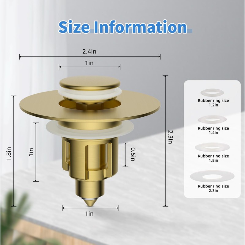 iFealClear Metal Universal Bathroom Sink Stopper, Upgraded Stainless Steel Sink