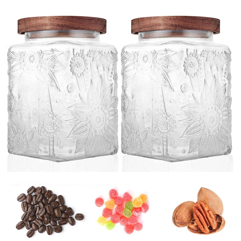 Custde Glass Storage Jars With Airtight Lid, 23.7oz Container For