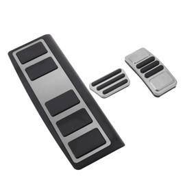 PARSLUCK 3 Pcs Automatic Foot Pedal Pads Foot Accelerator Pedal Covers for Ford for Mustang MACH-E 2021-2023 Stainless Steel Silver Tone