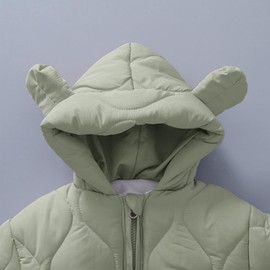 JiAmy Baby Snowsuit Fleece Winter Snow Suits, Bear Hooded Romper Cartoon Baby Girls Boys Clothes Outfits Green 9-12 Months