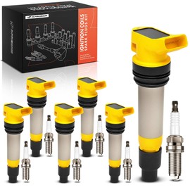 A-Premium Yellow Set of 12 Ignition Coil Pack and Iridium Spark Plugs Compatible with Volvo XC60 2010-2011, XC90/S80 2007-2011, S60 2011-2012, XC70 2008-2011, V70 2008-2010 & Land Rover LR2
