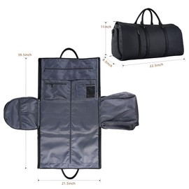 Xmusk Convertible Garment Bag – PU Leather Travel Bag with Shoe Compartment, Wrinkle-Free Hanging Suit Bag for Business, Weddings, Weekend Getaways, Men & Women