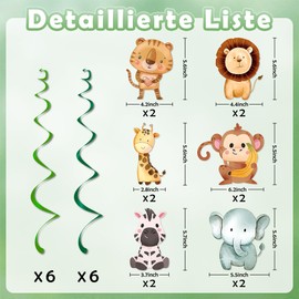 Jungle Animal Party Decorations, Kaluofan 24 PCS Jungle Theme Party Hanging Swirl Decorations, Animal Safari Birthday Party Decorations for Kids Birthday, Baby Shower, Farm Jungle Theme Children's Day