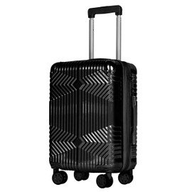 Skyzelimit 20-Inch Hardside Carry-On Expandable Luggage with Spinner Wheels with TSA Lock (Black)