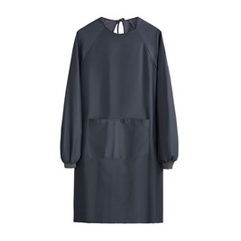 NAN Wind Solid Color Kitchen Apron with Pockets,Unisex Long Sleeves Waterproof Apron for Cooking Baking Cleaning Work,Black Chef Aprons Kitchen Cooking Apron BBQ Grill Gift for Dad Men Women