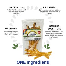 Green Butterfly Brands Beef Tendons for Dogs - 6-10 Inch Grass Fed Farm-Raised American Treats. All Natural Dental Chews. Grain Free Odor-Free (5 Count)