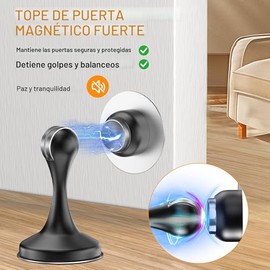 Crosize Topes Magnéticos para Puerta Paquete de 2, Topes de Puerta de Acero Inoxidable, Topes de Puerta Metálicos de Montaje en Pared y Piso, Soporte 