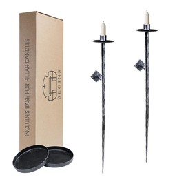 BeginS Hand-Forged Long Wall Candle Holders, Set of 2, Black Vintage Solid Steel Candle Sconces, 23.5 Inch, Wall-Mounted for Bedroom, Dining, Living Room Decor