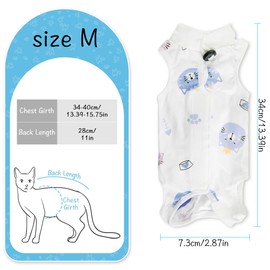 Lotsdonxia Cat Surgery Recovery Suit – Anti-Licking Wound Protector Breathable and Comfortable Cotton Post-Surgical Bodysuit for Cats in Kitten Pattern