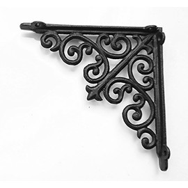 Spring life Cast Iron Ornate Shelf Bracket 20.5cm x 20.5cm in 3 colours (Black)