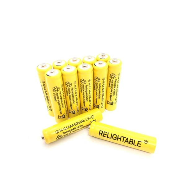 Relightable NiCd AA/AAA 600mAh 1.2V Rechargeable Batteries for Solar Lights, Garden Lights and Remotes (12PCS AAA 600mAh Batteries)