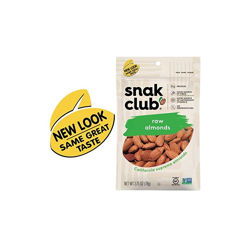 Snak Club All Natural Raw Almonds, 2.75 Ounce (Pack of