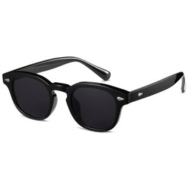 WONAVEHY Sunglasses Men Women Unisex Retro Sunglasses for Men Women Pirate Captain Johnny Depp Vintage Round Style Tinted Sunglasses for Men Women, black