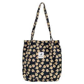 Anopo Cord Bags Women's Large Tote Bag with Inner Pockets Casual Handbag Shoulder Bag Shopper Fashion Fabric Bag for Everyday Office School Trip Shopping, Black Plum