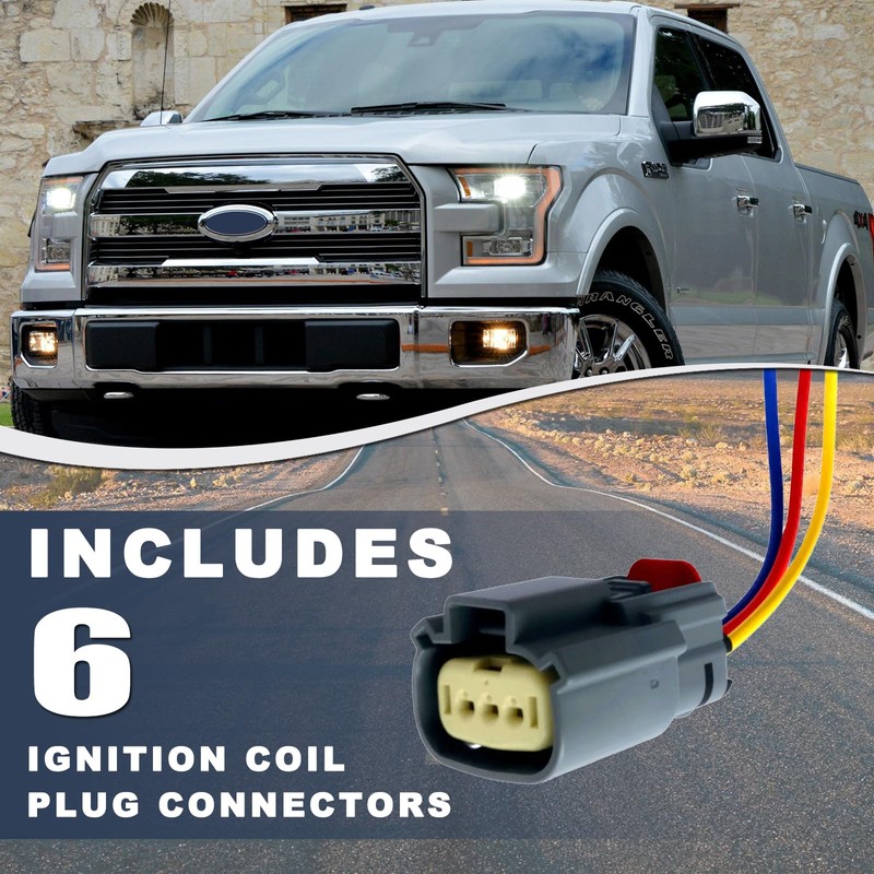 6-Piece Ignition Coil Connector Plug Harness Kit – Compatible with