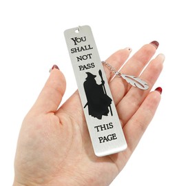 1/2Pcs Evenstar Stainless Steel Bookmark - Gandalf “You Shall Not Pass” Classic Movie Quotes, Reading Marker for Movie Lovers, Perfect Gift for Men and Women (Black Gandalf)