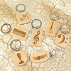 keepdrum Wooden Treble Clef Keyring Oval Gift for Musicians, natural,