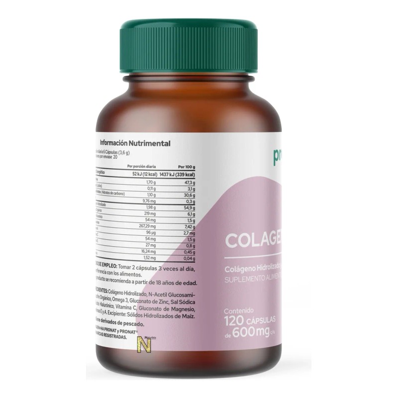 PRONAT Colágeno + Ácido Hialurónico | 120 Cápsulas | Piel