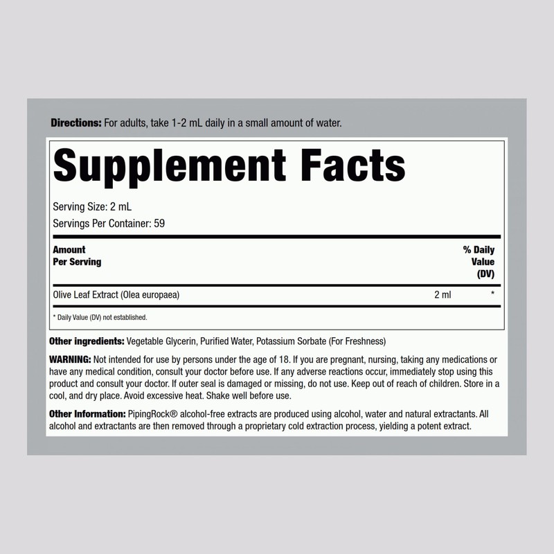 Piping Rock Olive Leaf Extract Liquid Drops | 4 Fl