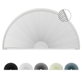 Arch Window Shade Blackout, Stick on Cellular Shades Cordless No Drill Honeycomb Blinds, Thermal Insulated UV Protection Fabric Half Circle Window Coverings Room Darkening Shades (White, 24"W x 12"H)