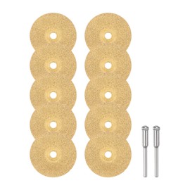 sourcing map 10pcs Diamond Cutting Wheel 22mm Titanium Coating Cut Off Discs Diamond Cutting Wheels Replacement with 2pcs 3mm Mandrel for Rotary Tools